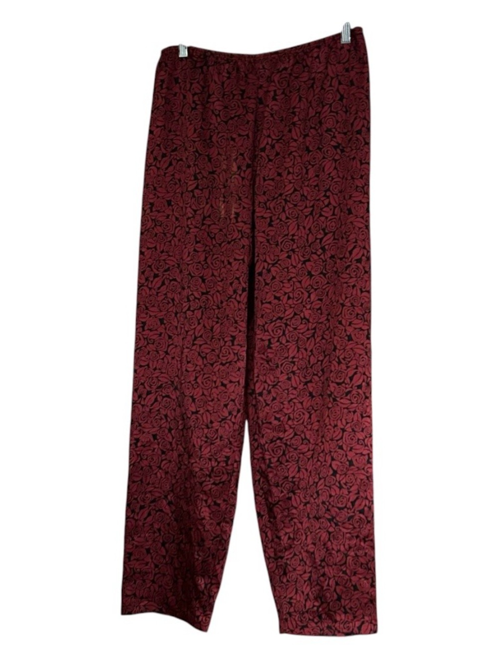 Morgan Taylor Intimates Pajama Set M Red Rose Satin Sleepwear Loungewear - Picture 3 of 8